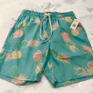 Brooklyn Cloth Surf USA Pineapple Print Swim Shorts - Blue small men’s
